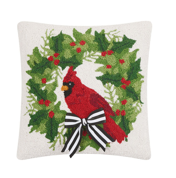 Cardinal w/ Ribbon 16"X16" Pillow