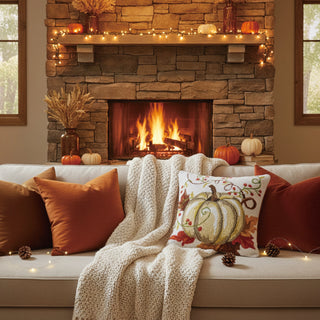 Cream Harvest Pumpkin 18"X18" Pillow
