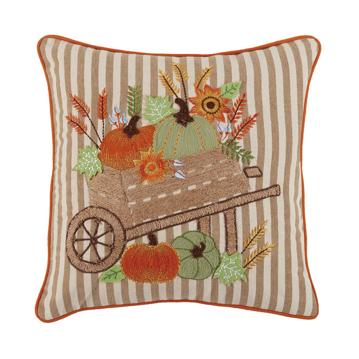 Harvest Pumpkin Cart 16"X16" Pillow
