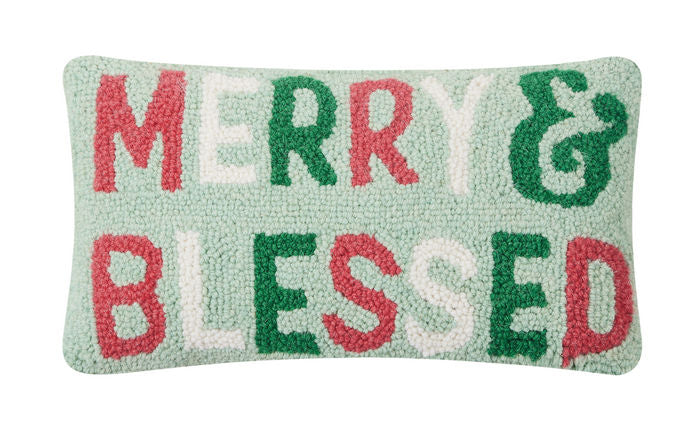 Merry and Blessed 9"X16" Pillow