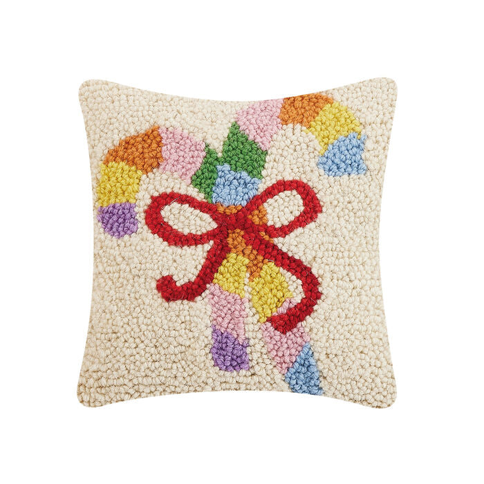 Rainbow Candy Cane 10" Square Pillow