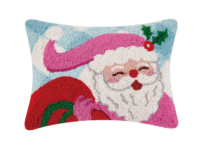 Festive Gingham Santa 9"X16" Pillow