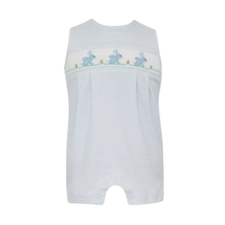 Petit Bebe Boy's Bunny Lt Blue Knit Stripe Jon Jon