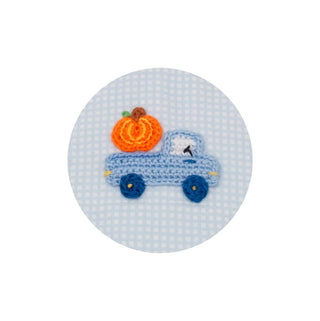 Petit Bebe Boy's Blue Check Knit Pumpkin Jon Jon