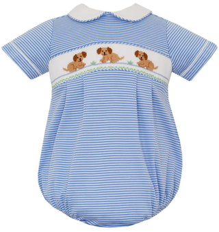 Petit Bebe Boy's Puppies Blue Stripe Bubble