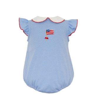 Petit Bebe Girl's Flag Blue Knit Stripe Bubble