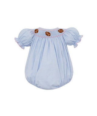 Petit Bebe Girl's Football Blue Gingham Bubble - J.A. Whitney