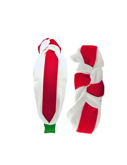 White w/ Red Velvet Christmas Knotted Headband