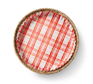 Red plaid plate liner — detail view by Plate & Pattern