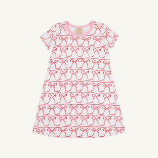 The Beaufort Bonnet Company - Short Sleeve Polly Play Dress - Pink Birdies / Bows - J.A. Whitney