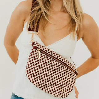 Westlyn Woven Bum Bag - Checkered Burgundy - J.A. Whitney