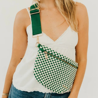 Westlyn Woven Bum Bag - Checkered Emerald - J.A. Whitney