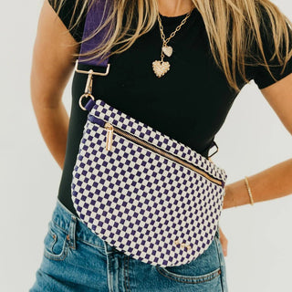 Westlyn Woven Bum Bag - Checkered Purple - J.A. Whitney
