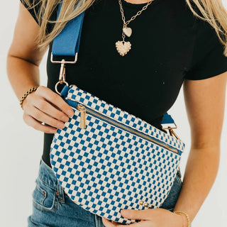Westlyn Woven Bum Bag - Checkered Royal Blue - J.A. Whitney