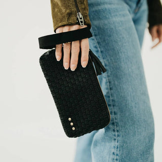 Emma Woven Clutch Wristlet - Black - J.A. Whitney