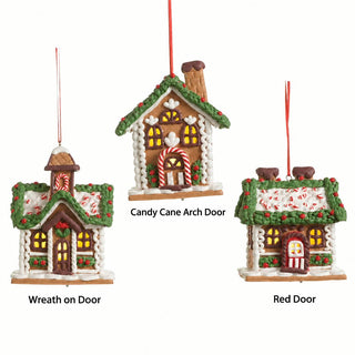4" Lighted Chocolate Gingerbread House Ornament
