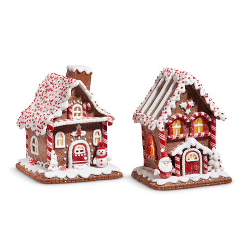 7" Peppermint Lighted Gingerbread House