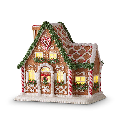 8.75" Lighted Gingerbread House w/ Chimney