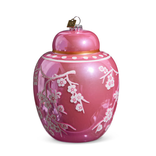 6.25" Pink Floral Chinese Jar Ornament