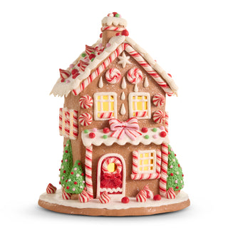 12.5" Lighted Pink Peppermint House