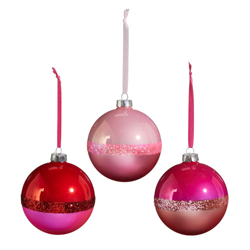 4" Pink Two Tone Ball Ornament