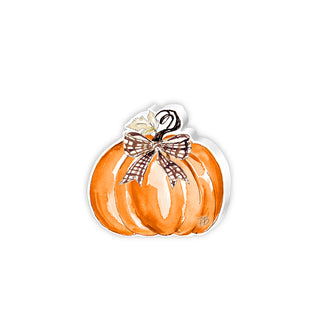 Acrylic Orange Pumpkin w/ Brown Plaid Bow