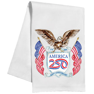 America 250 Logo w/ Bald Eagle & Flags - Kitchen Towel