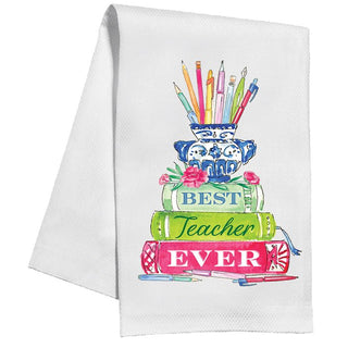 Best Teacher Ever Book Stack - Kitchen Towel - J.A. Whitney