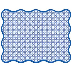 Royal Blue Cane Rattan Trellis Pattern Wave Edge Placemat - J.A. Whitney