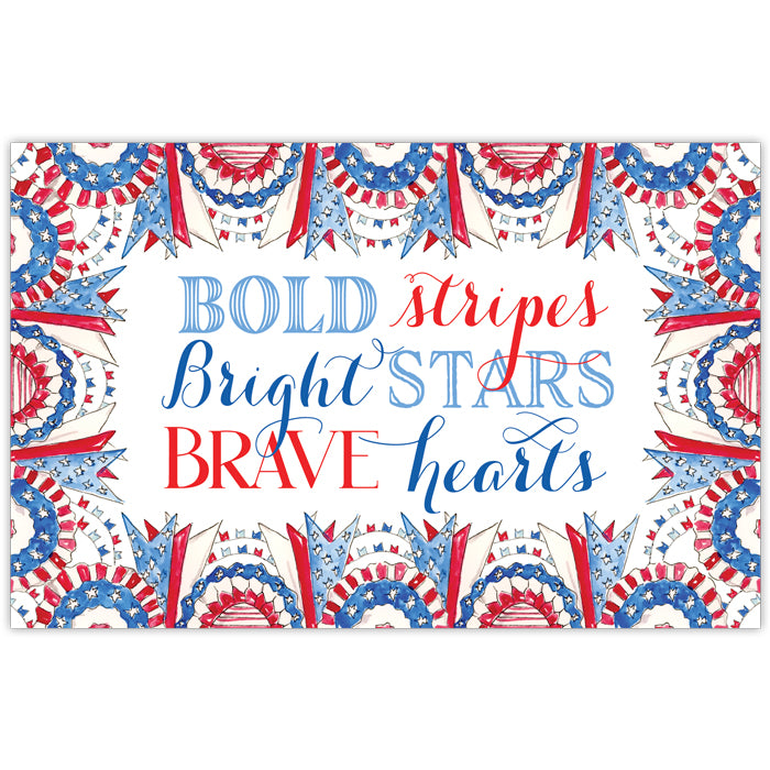 Bold Stipes, Bright Stars & Brave Hearts - Paper Placemat