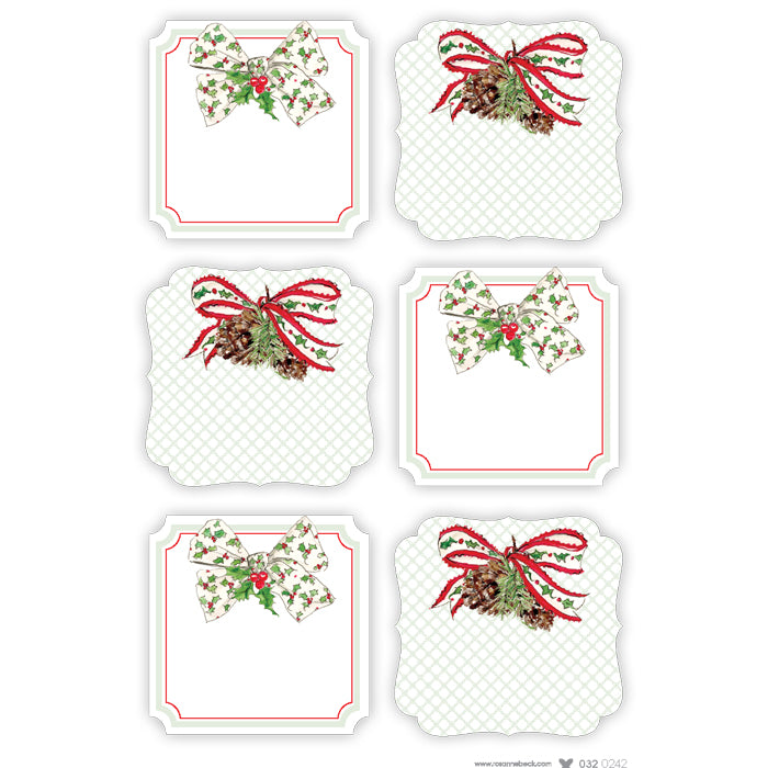 Red & Green Christmas Bows - Stickers