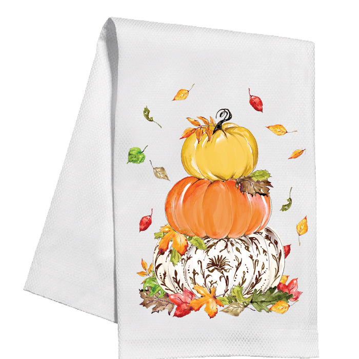Brown Chinoiserie Pumpkin Stack - Kitchen Towel