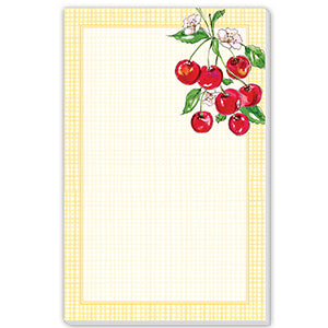 Cherries w / Yellow Gingham Border - Large Notepad