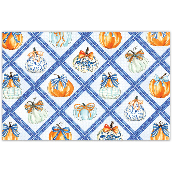 Chinoiserie Pumpkins w/ Blue Bamboo - Paper Placemat
