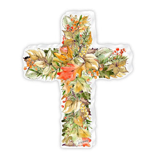 Acrylic Cross w/ Fall Leaves & Berries
