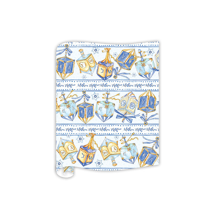 Blue & Gold Dreidels Table Runner - Rosanne Beck