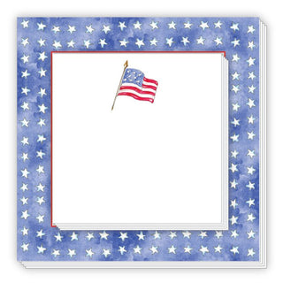 American flag and white stars blue border duo notepad by Rosanne Beck