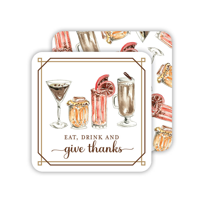 Eat Drink & Give Thanks - Paper Coasters