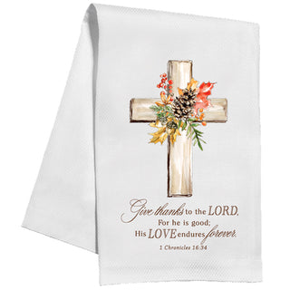 Fall Cross w/ Scripture Verse - Kitchen Towel
