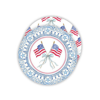 flags with light blue bow round coasters by Rosanne Beck