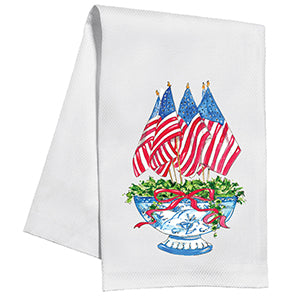Flags in a Chinoiserie Planter - Kitchen Towel