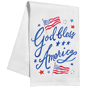 God Bless America Flags & Stars - Kitchen Towel
