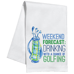 Weekend Forecast Drinking / Golf - Kitchen Towel