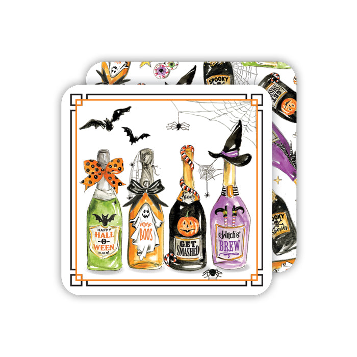 Halloween Champagne Bottles - Paper Coasters