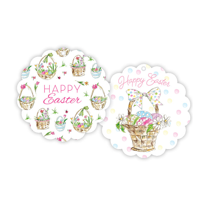 Happy Easter Baskets Scalloped Gift Tag