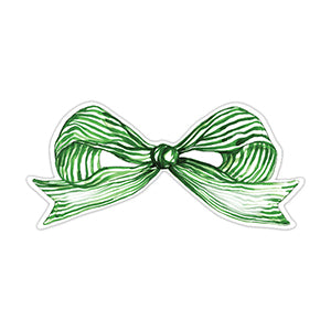 Hunter Green Striped Bow - Table Accent