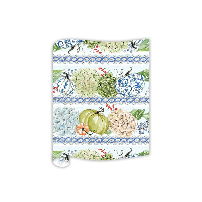 Hydrangeas w/ Pumpkins - Table Runner