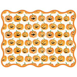Jack-o-Lantern Faces w/ Wavy Edge - Paper Placemat - J.A. Whitney