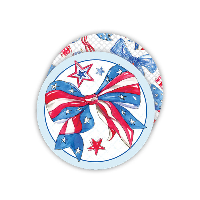 Patriotic Bow w/ Stars - Round Coasters