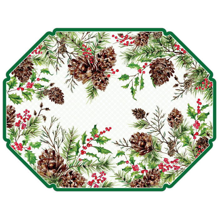 Pine Cones & Holly Die Cut - Paper Placemat